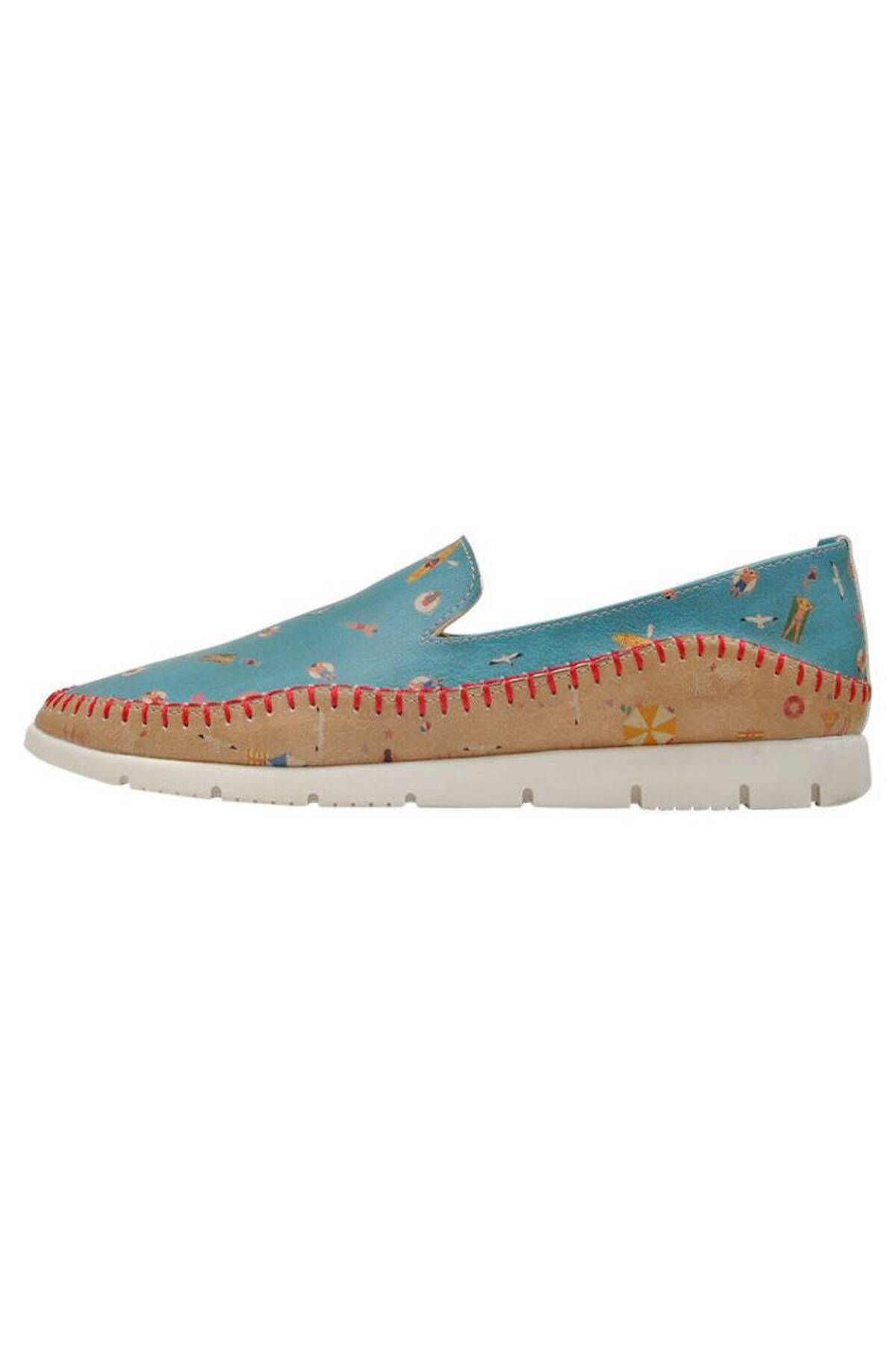 Dogo-Women's Vegan Leather Blue Casual Shoes - Beach Design 2