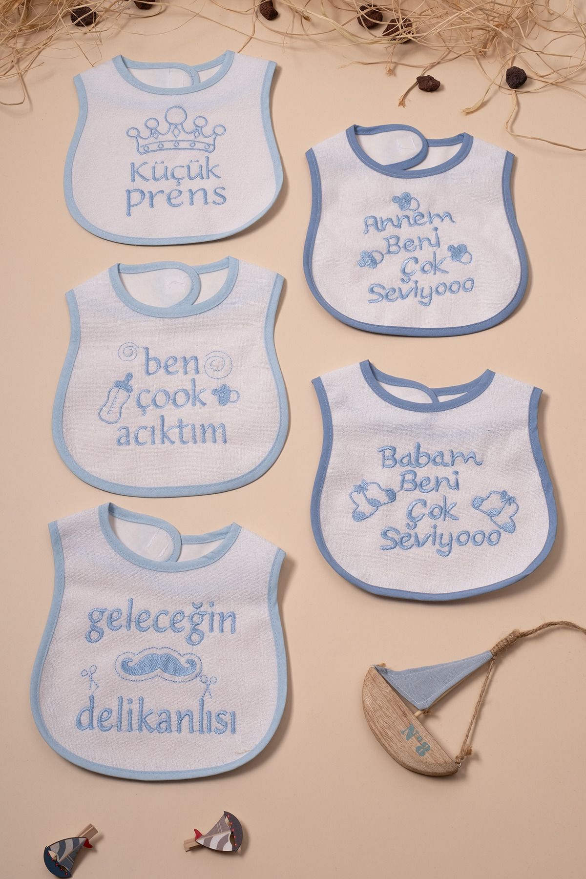5 BEAUTIFUL BABY BOY BIBS