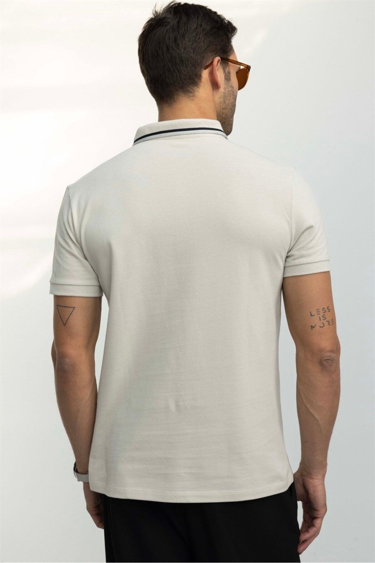 Tudors-Tricou pentru bărbați, slim fit, 100% bumbac, cu nasturi ascunși, bej, cu guler polo 4