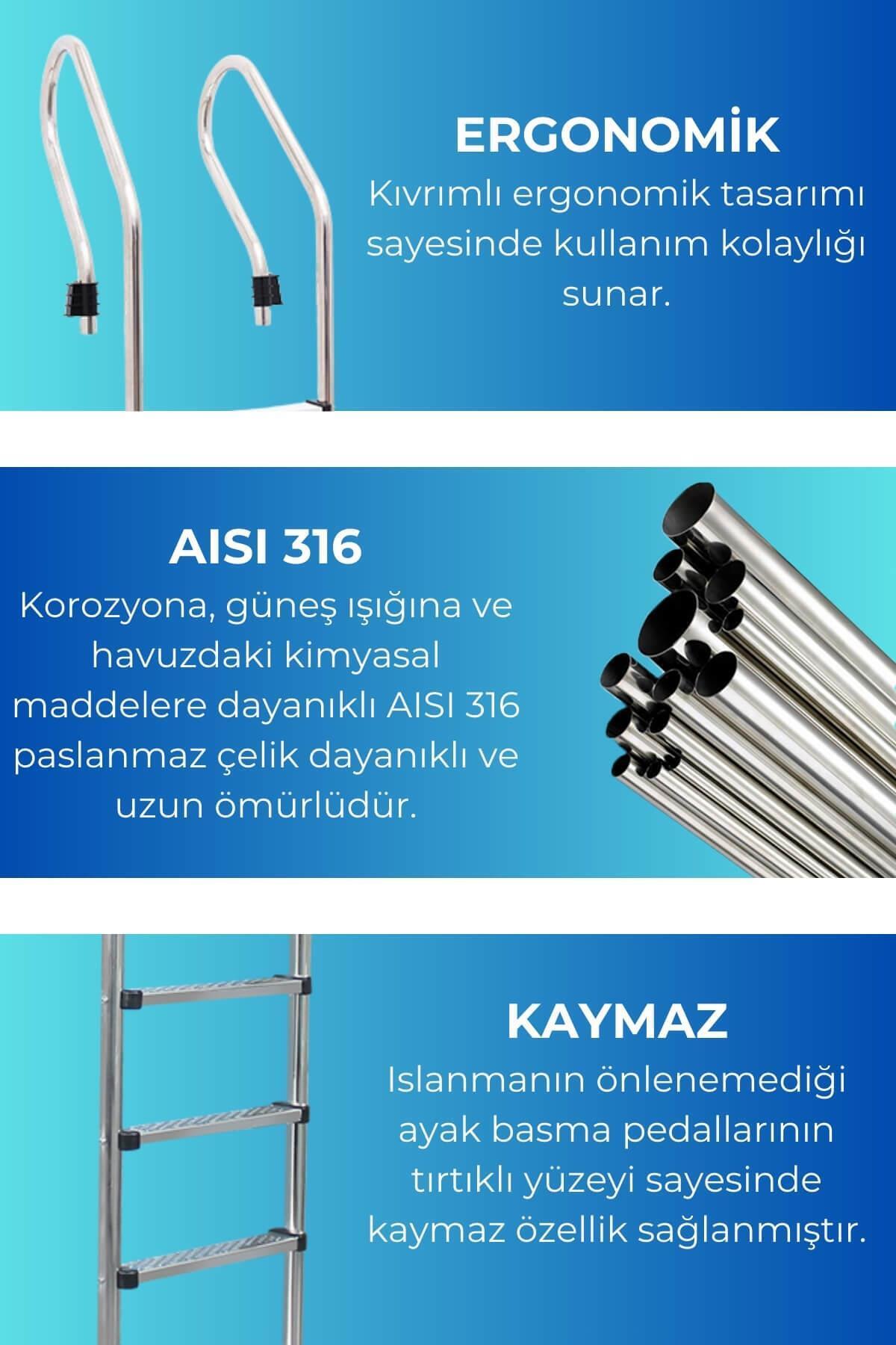 AISI 316 Çelik Havuz Merdiveni SF-315 Model 3