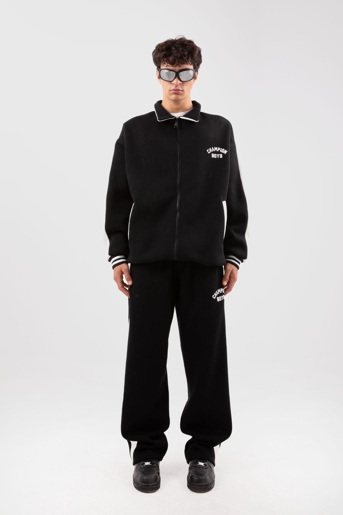 Flaw Wear Champion Boys Printed Black Tracksuit Set Trendyol