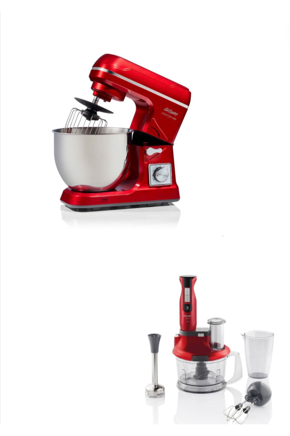 Mutfak Seti Crust Mix Neo Stand Mikser - Kırmızı Ve Hestia Multi Blender Seti - Nar