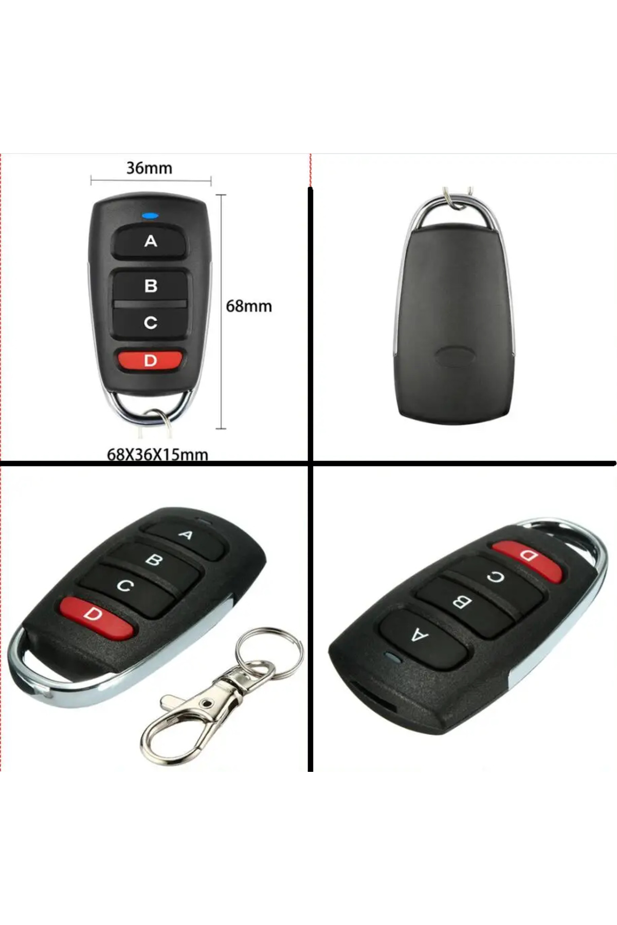 ECE OTOMASYON Üniversal RF 433 Mhz Kopyalanabilir Kumanda 4 Kanal Garaj Kapı Kepenk Kumandası Siyah Kalın