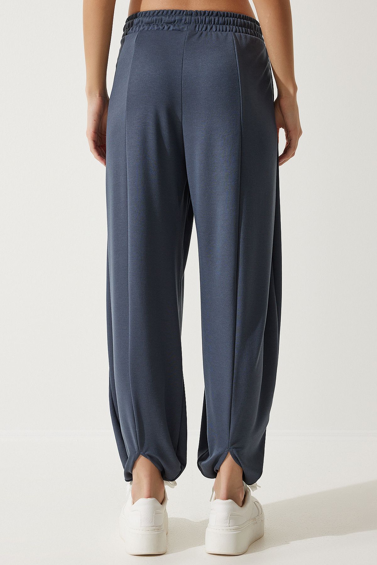 Happiness İstanbul-Women's Anthracite Pleated Comfortable Modal Baggy Trousers MC00284 8