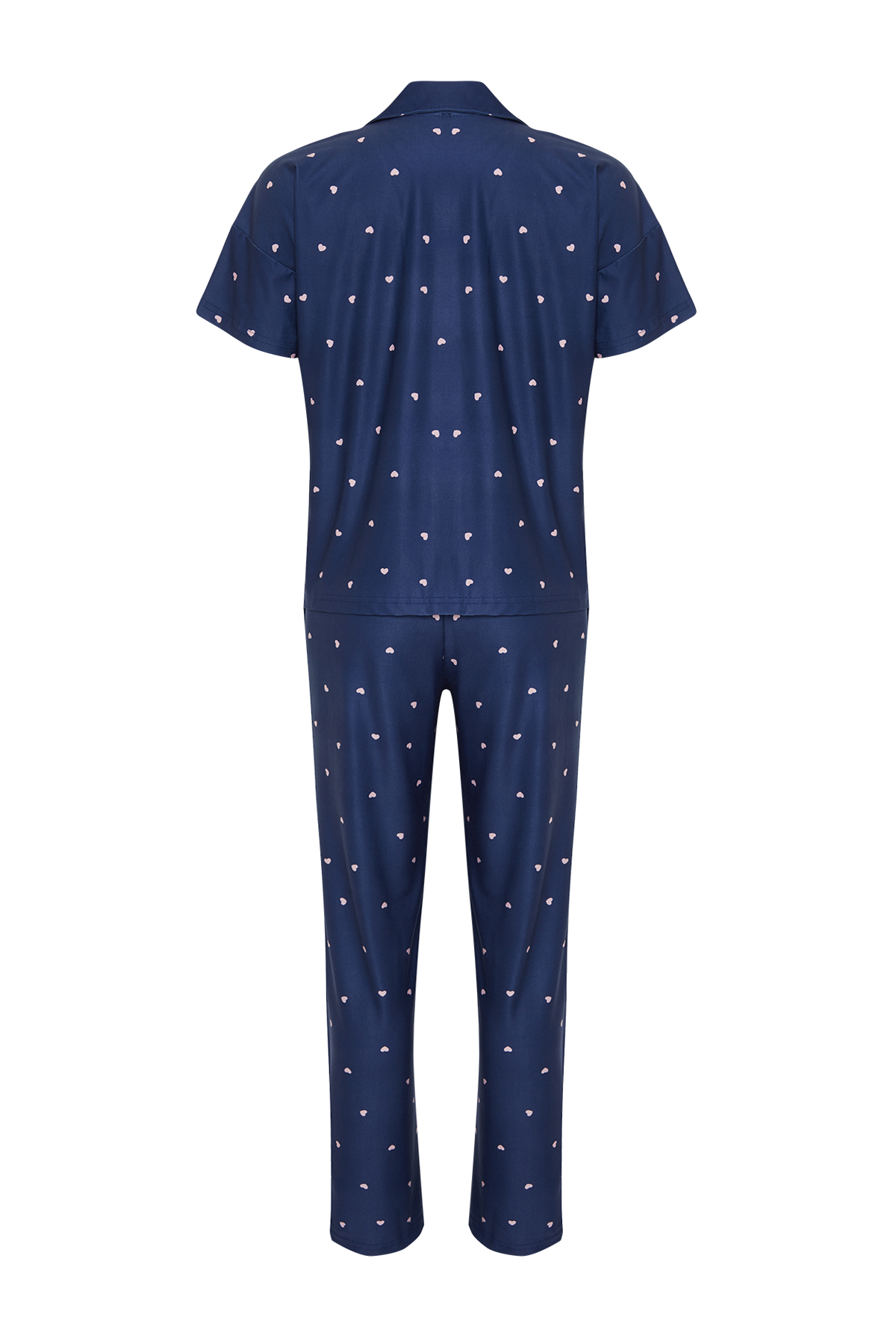 Trendyolmilla  Lacivert Kalpli Örme Pijama Takımı THMSS24PT00286 - Görsel 8