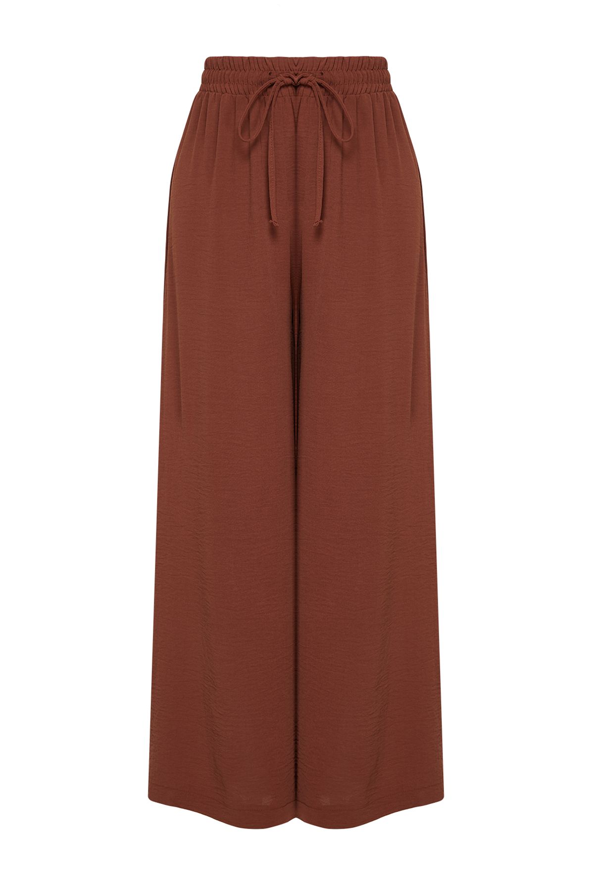Trendyol Collection-Braune Hose aus gewebtem Musselin, 100 % Baumwolle TBESS24PL00005 9