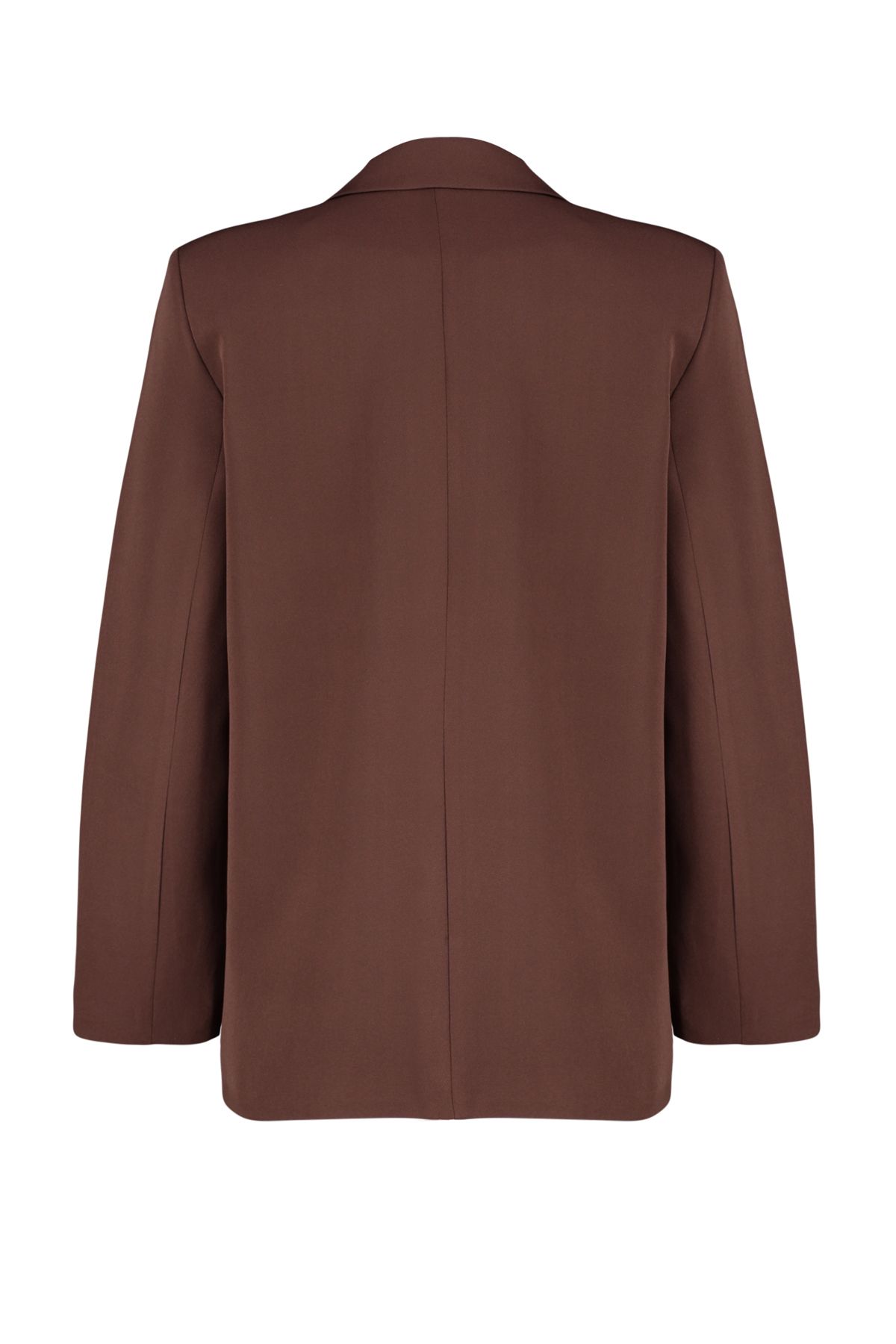 Trendyol Collection-Brauner, übergroßer, gerade geschnittener Basic-Zweireiher-Blazer aus Webstoff TWOSS24BC00028 8