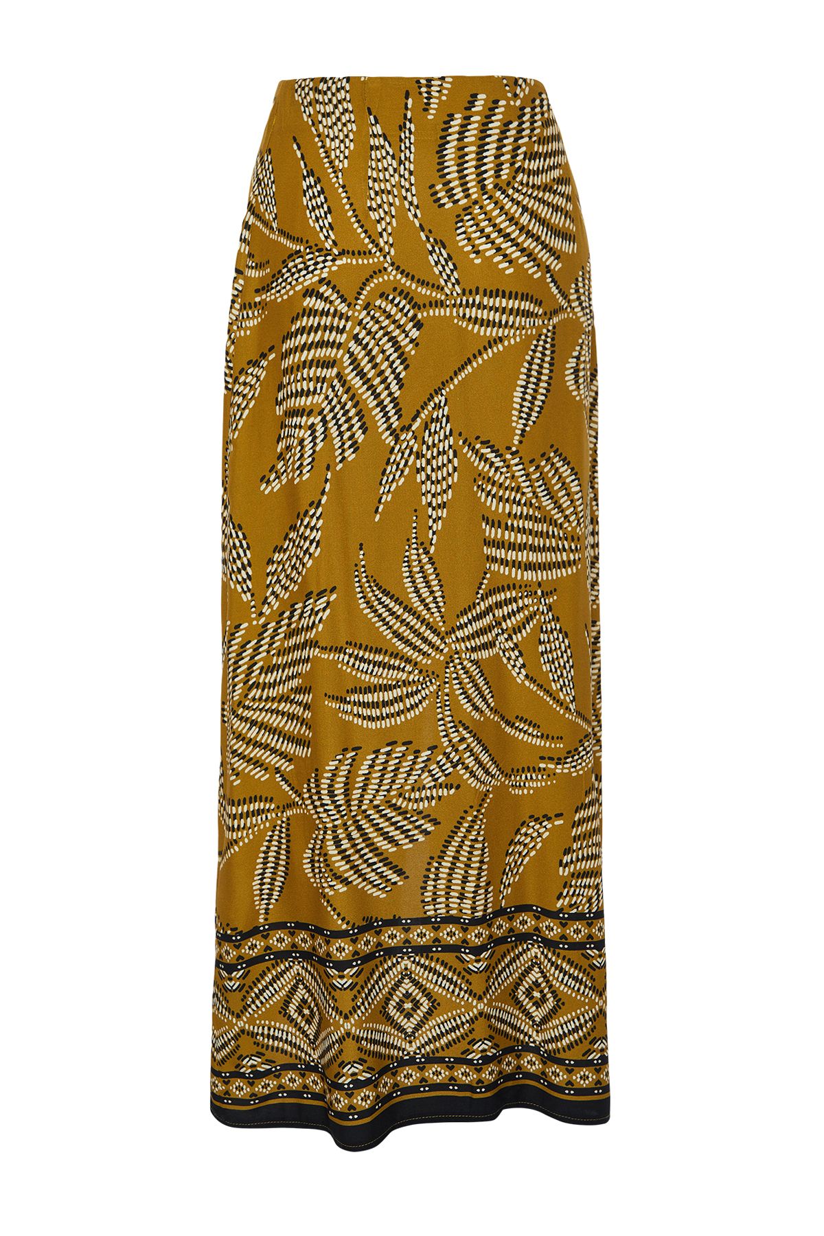 Trendyol Collection-Világos khaki hasított mintás viszkóz szövet Maxi szövött szoknya TWOSS24ET00188 8