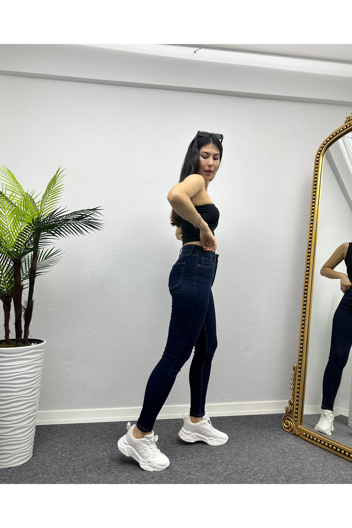 Kadın Lacivert Yüksel Bel Skinny Fit Jean Pantolon