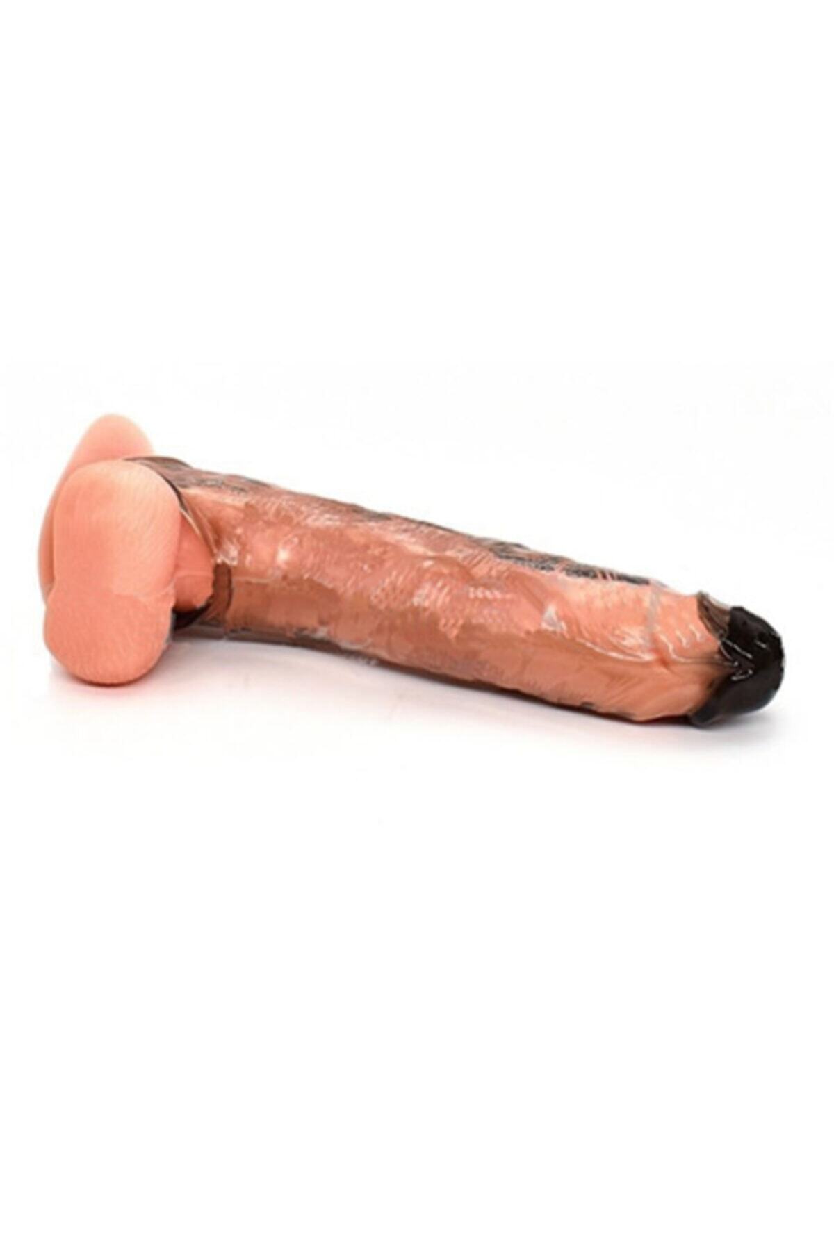 16 Cm Zenci Uzatmalı Dolgulu Silikon Penis Kılıfı 10 ml Kayganlaştırıcı 4