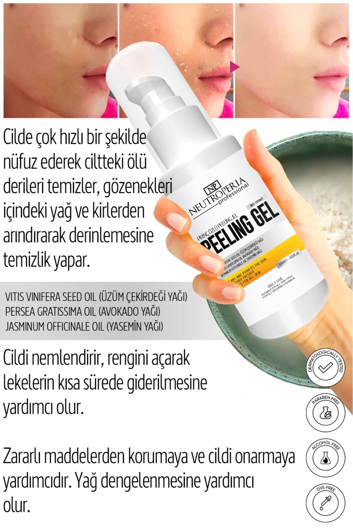 پاک کننده پوست مرده، لایه برداری برنج روشن کننده NEUTROPERIA