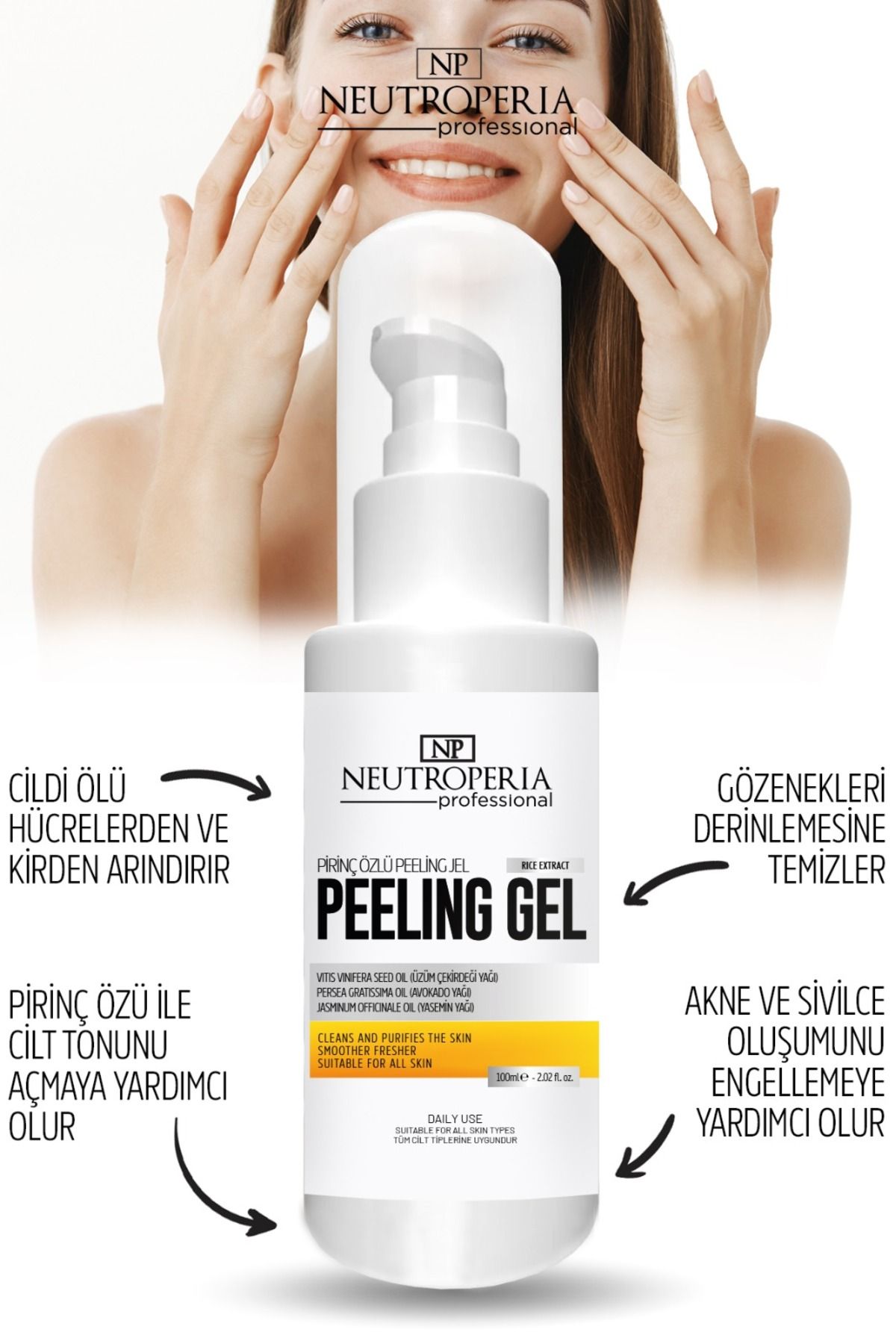 اسکراب صورت تصفیه چرمی مرده لایه برداری برنج NEUTROPERIA