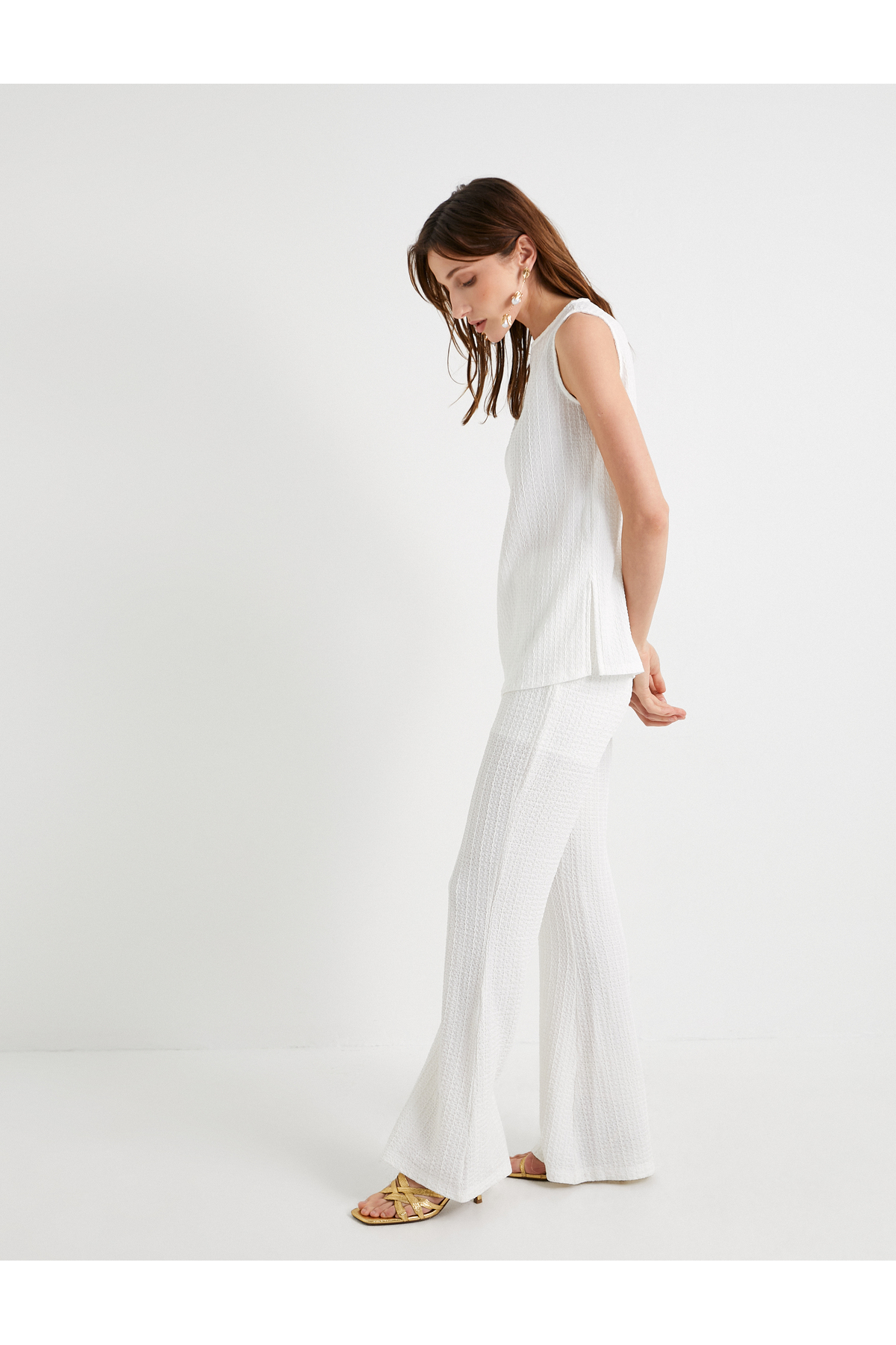 شلوار گشاد بافت کمر بلند