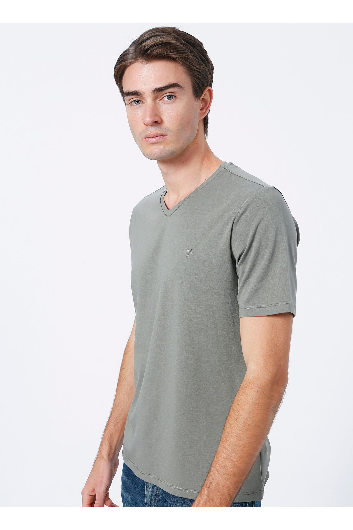 Fabrika-Ανδρικό μπλουζάκι Basic Modal Khaki Romeo-v 3