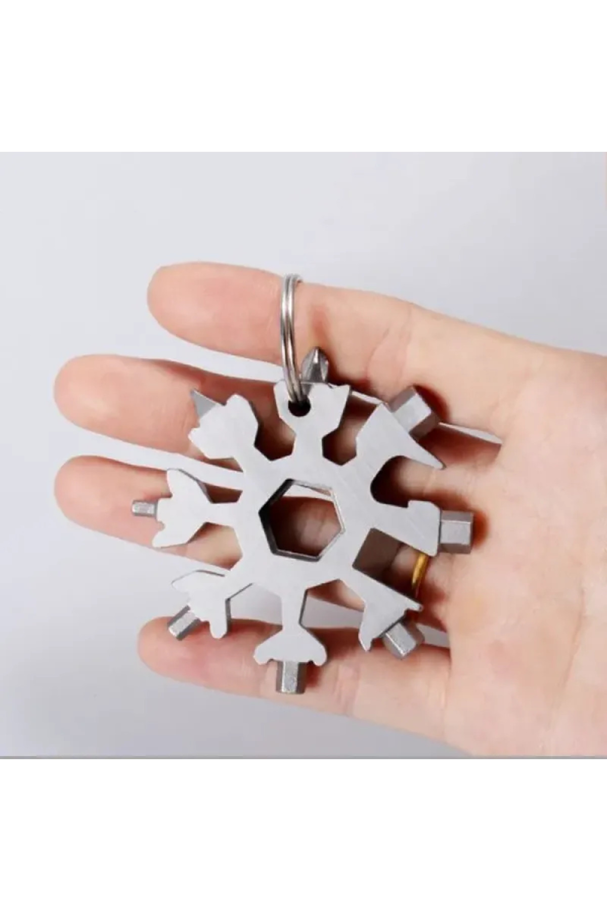 Wanderlust 18 Fonksiyonlu Kar Tanesi Desenli Paslanmaz Çelik Şişe Açacağı Tornavida Seti Anahtarlık