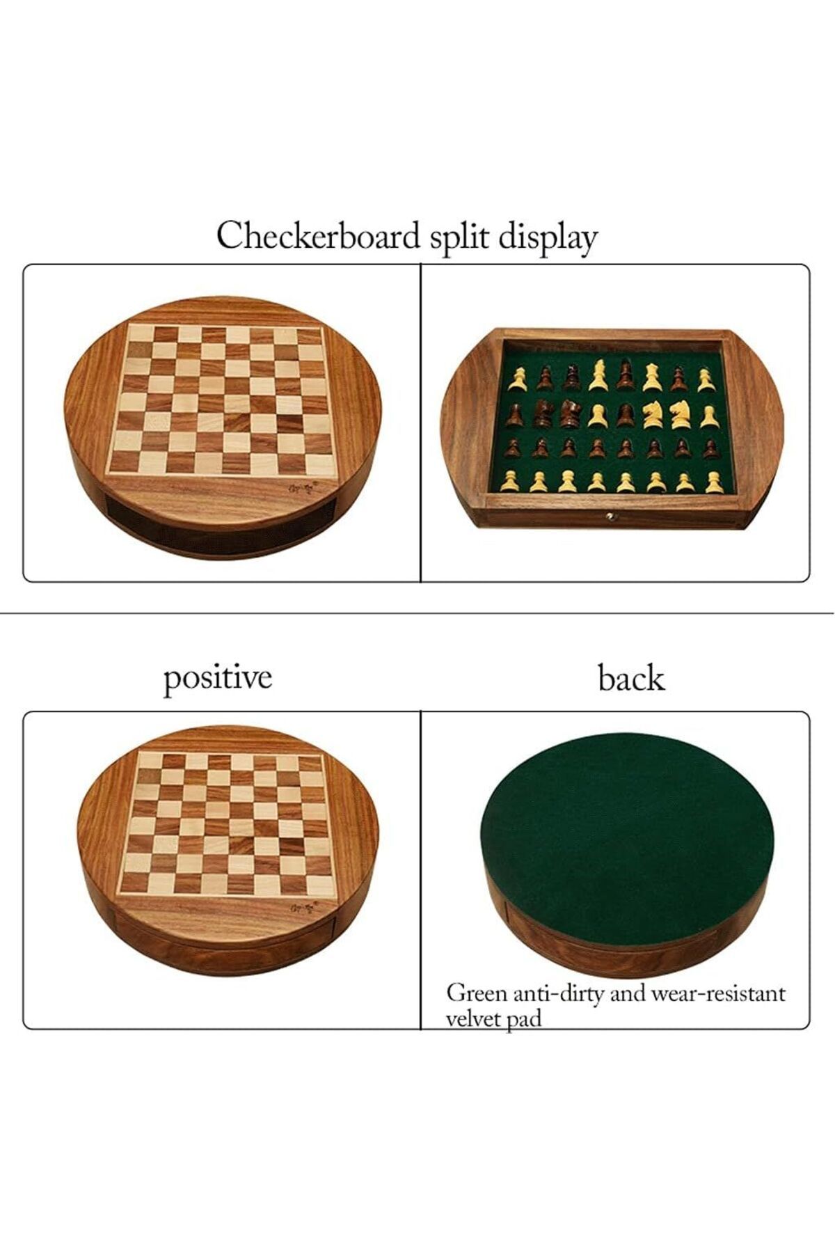 PİRAMİGO-Magnetic Wooden Chess Set Round Shape Chessboard 6