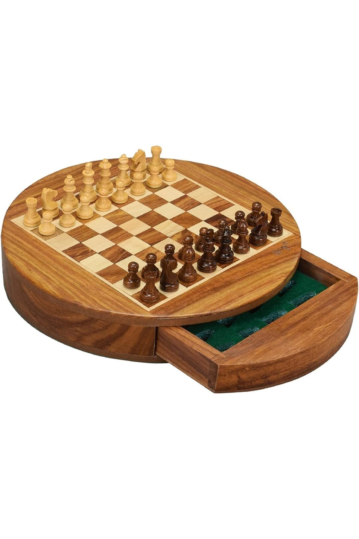 PİRAMİGO-Magnetic Wooden Chess Set Round Shape Chessboard 1
