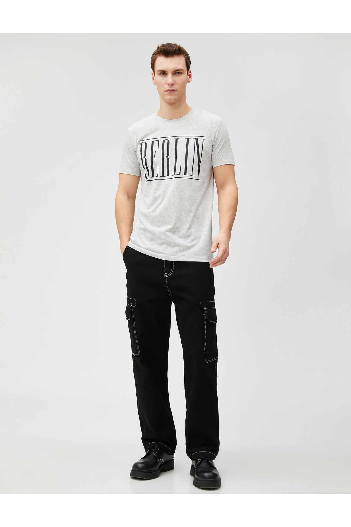 تیشرت چاپ شعار اسلیم فیت یقه خدمه