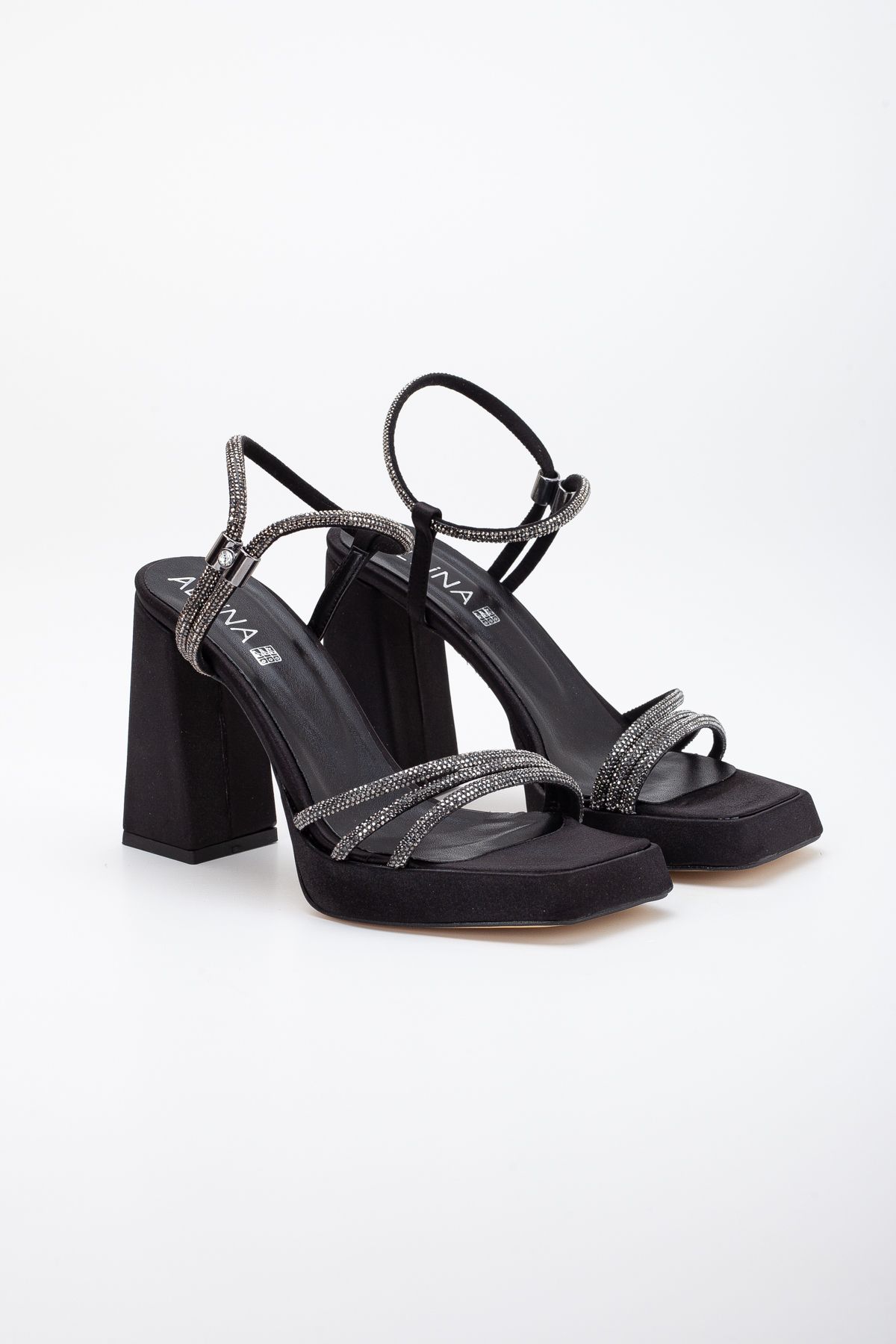 LİLLA-women's pointed platform high thick heeled evening shoes with stones 3