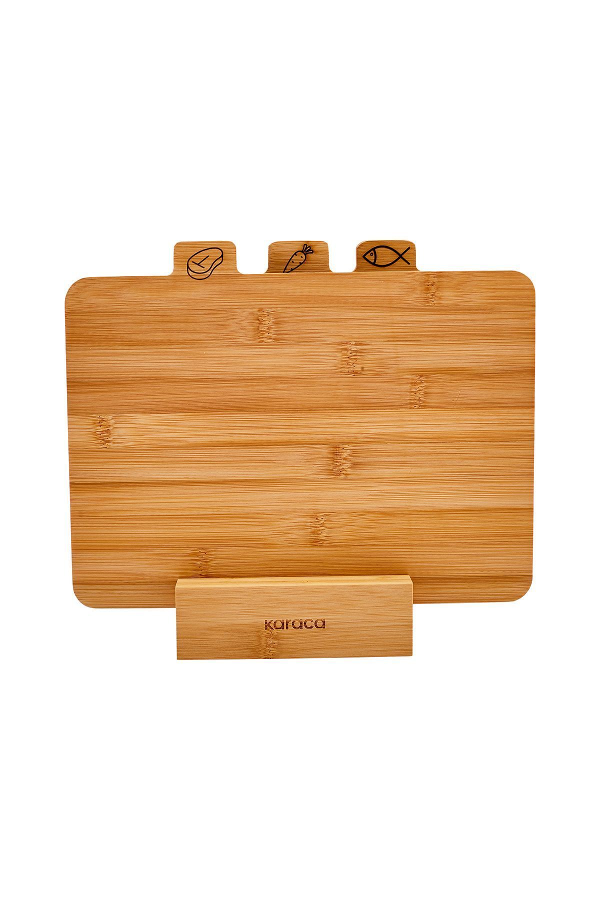 Karaca-Cutting Board 4 Pieces Footed Bamboo Wooden Meat Fish Vegetable Fruit Bread Cutting Board Set 28 Cm 4