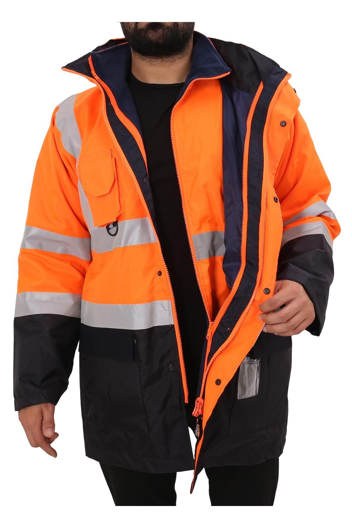 KKDAVM Bestguard Işçi Parkası Yüksek Görünümlü 5 1 Parka - Çok Kullanışlı Ceket Mont Parka