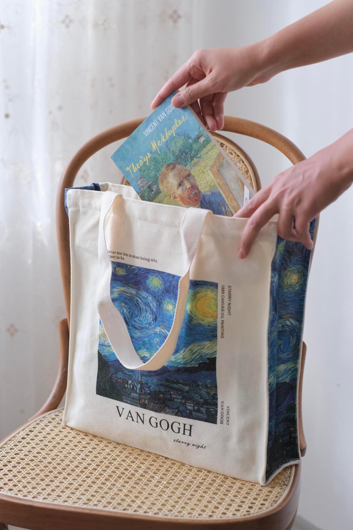 Buka Shops-The Starry Night Starry Night Van gogh Tote Bag Geanta de pânză 1