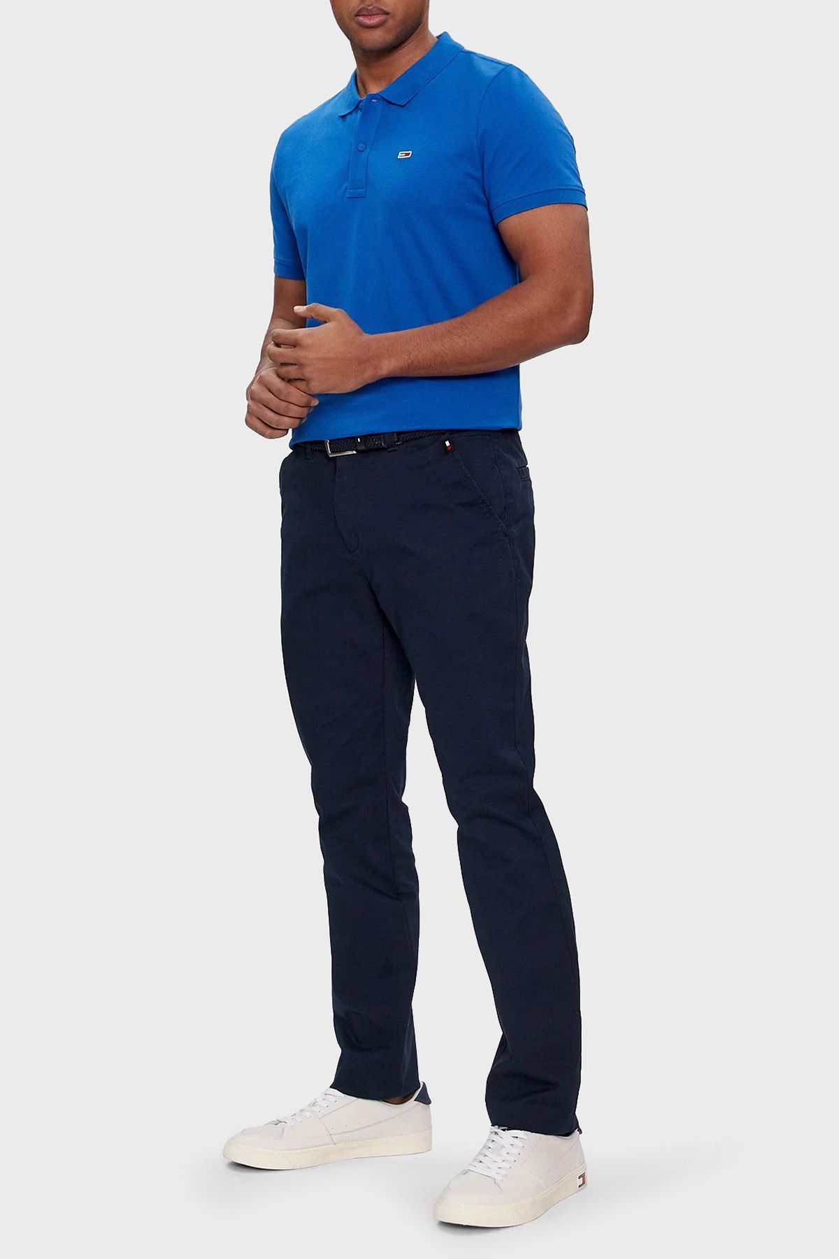 تی شرت یقه پولو آبی مردانه پنبه اسکینی مناسب چوگان yaka tring dm0dm18312 c6p Tommy Jeans
