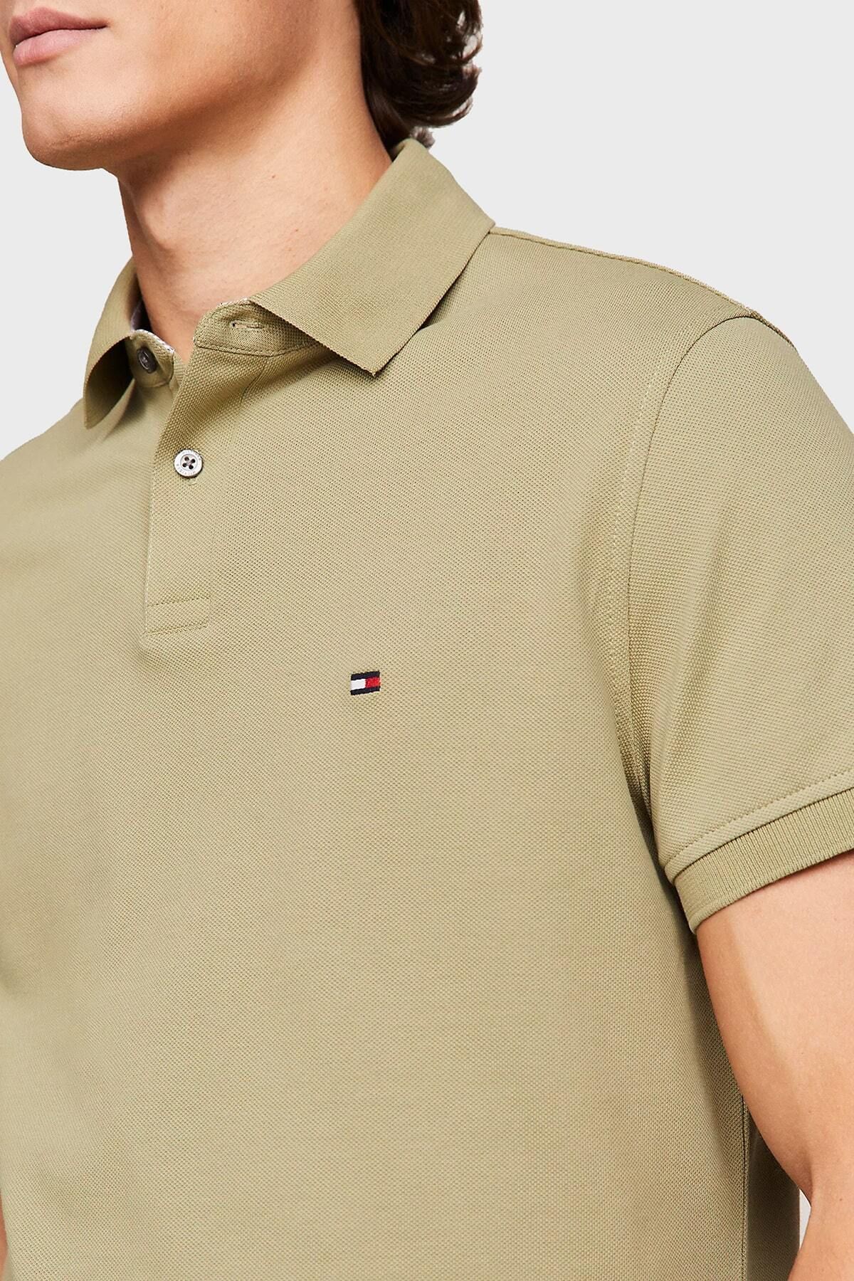 تی شرت یقه پولو سبز مردانه پنبه معمولی مناسب چوگان yaka mw0mw17770 l9f Tommy Hilfiger