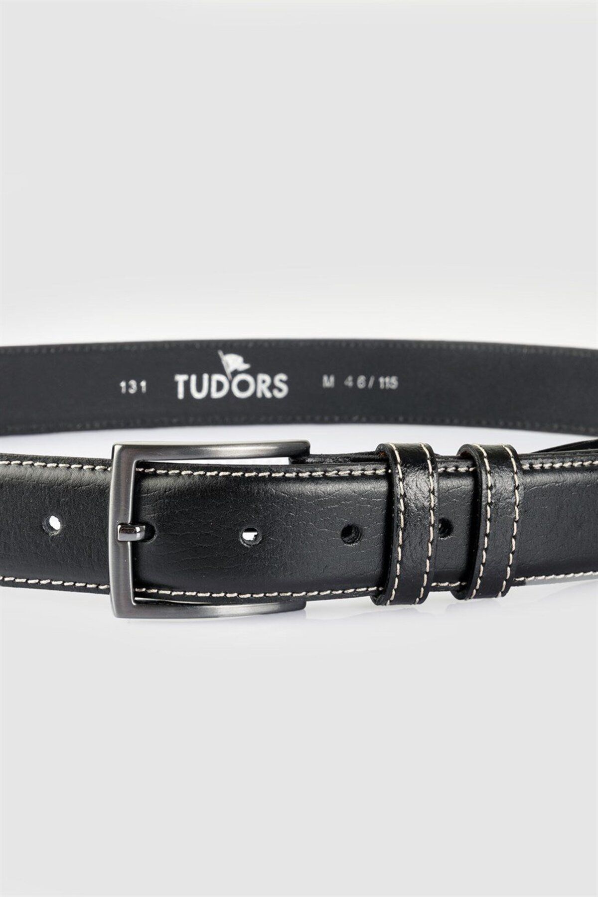 کمربند مشکی کلاسیک 100% چرم اصل 3.5 سانتی متری مردانه Tudors