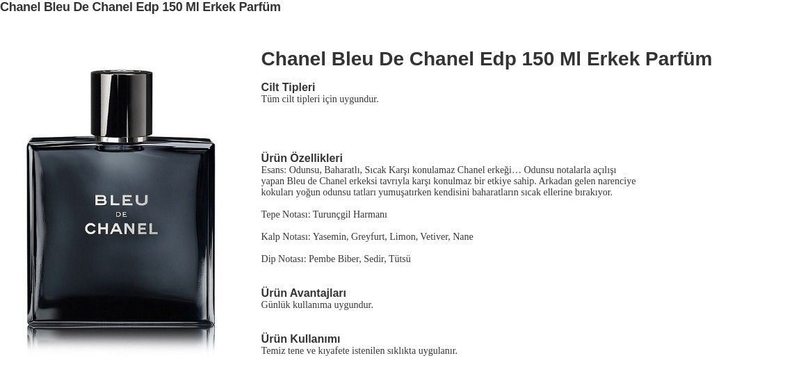 Chanel Bleu De Edp 150 ml Erkek Parfüm 3145891073706