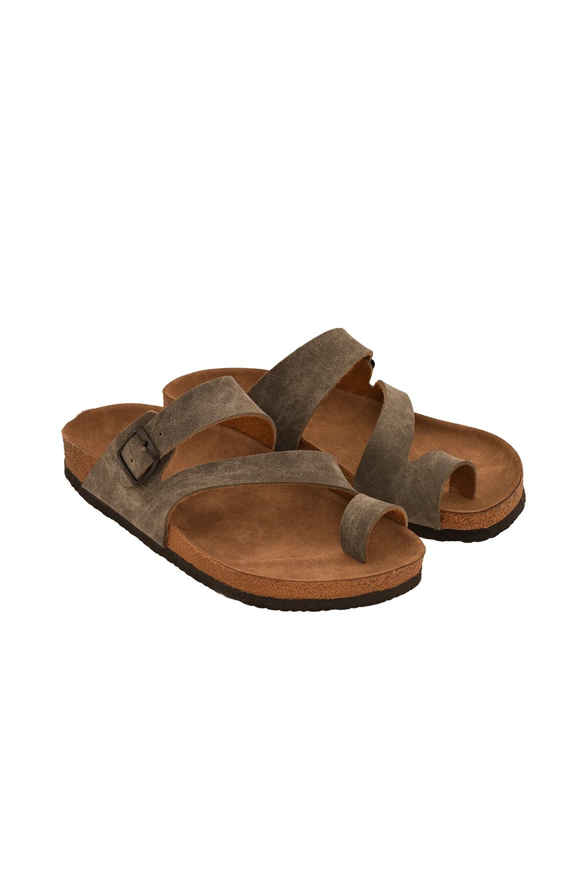 JustBow-Unisex Khaki Slippers 4