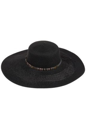 Y1730-08 Siyah Kadın Hasır Şapka