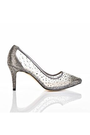 Kadın Antrasit Kristal Taşlı Fileli Ayakkabı AT1365332