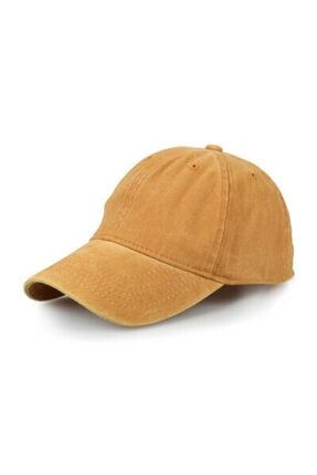 Düz Renk Yıkamalı Sarı Şapka COSMOOUT1609