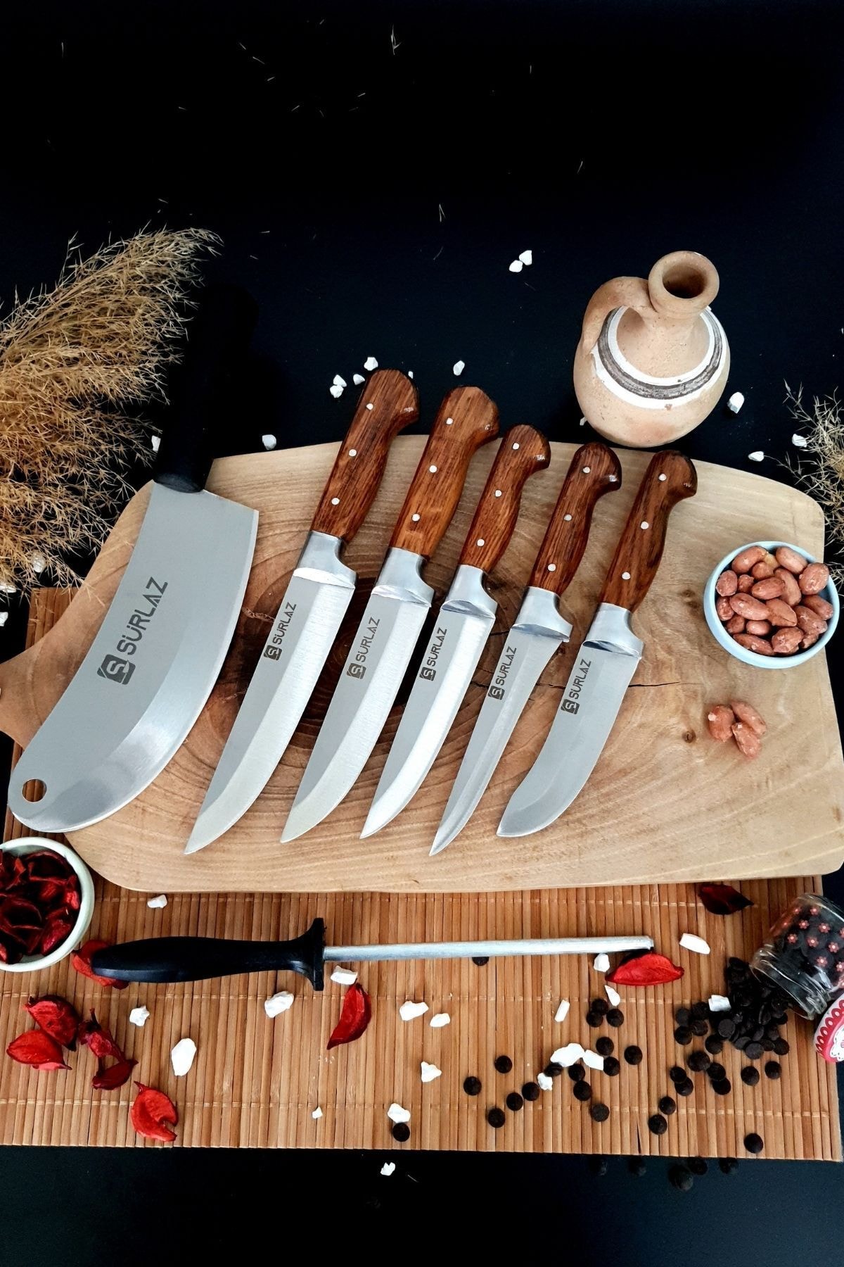 Original Handmade Kitchen Knife Set with 7 Flats