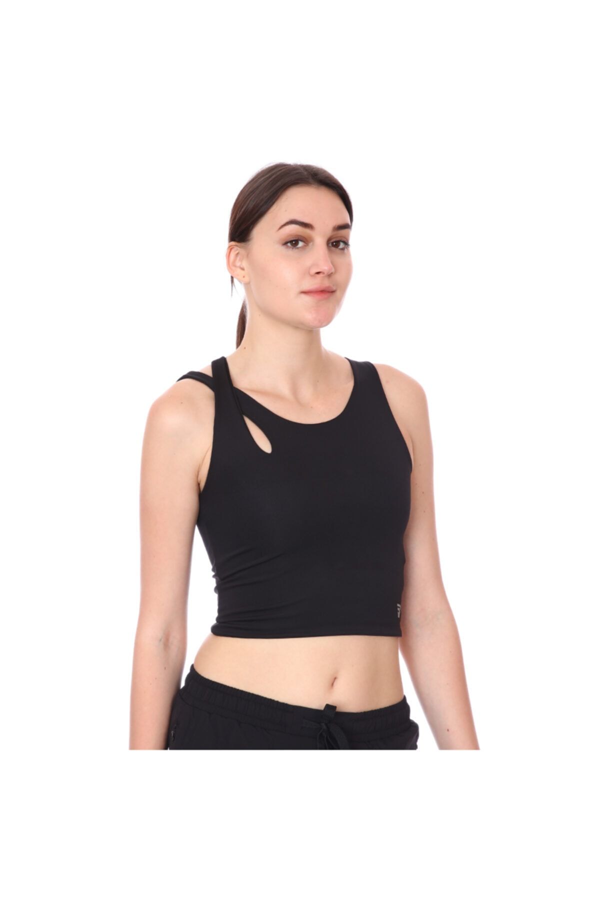 Sportive Spo-assymetric Crop Kadın Siyah Günlük Stil Sporcu Sütyeni 712102-syh