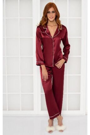 Kadın Biyeli Saten Pijama Takımı PC-1200