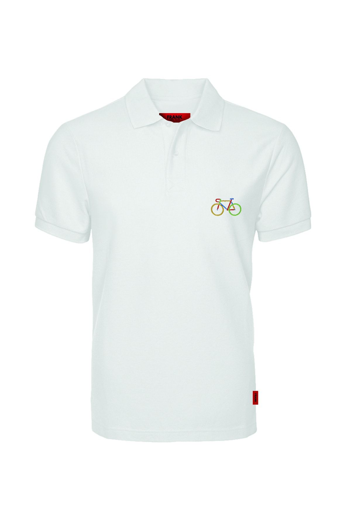 John Frank Men s White Embroidered Polo Neck T shirt Trendyol