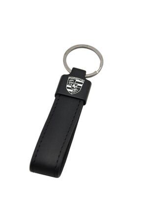 Porsche Metal Siyah Deri Anahtarlık OZN5141-13