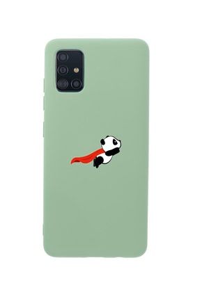 Samsung A51 Uçan Panda Premium Silikonlu Yeşil Telefon Kılıfı MCSAMA70LUCNP