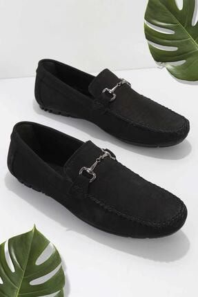 Siyah Nubuk Hakiki Deri Erkek Loafer Ayakkabı E01623000101