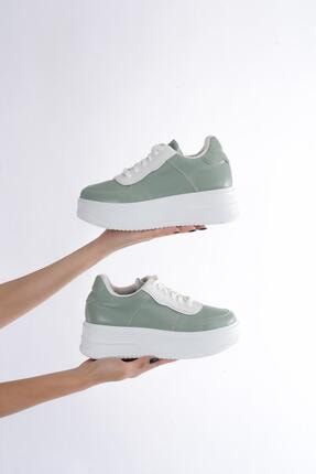 Yeşil - Kadın Yüksek Taban Renk Detaylı Sneaker 150782BAS0008