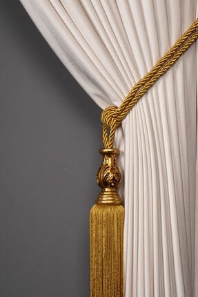 Altın Renk Altın Karot Detaylı Fon Perde Bağı Klasik Barok Püsküllü Braçol barokbraçolklasikkarot
