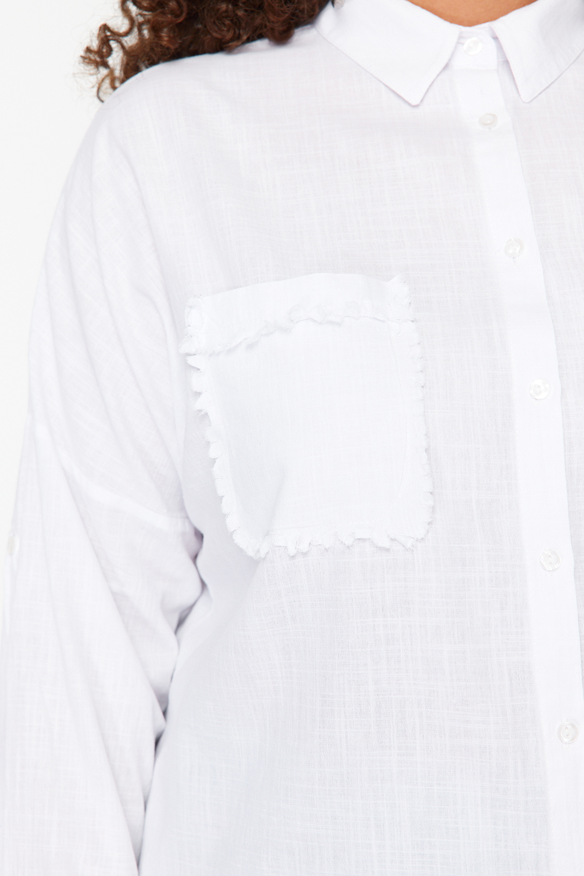 Trendyol Curve-White 100% Cotton Double Pocket Half Sleeve Woven Tunic Tbbss24Ax00023 5