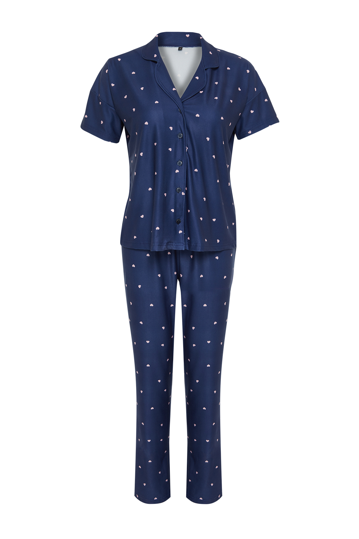Trendyolmilla  Lacivert Kalpli Örme Pijama Takımı THMSS24PT00286 - Görsel 9