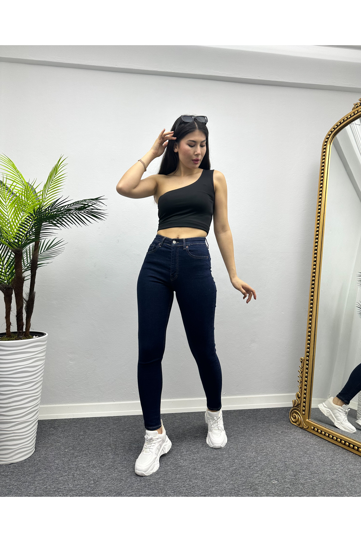 Kadın Lacivert Yüksel Bel Skinny Fit Jean Pantolon