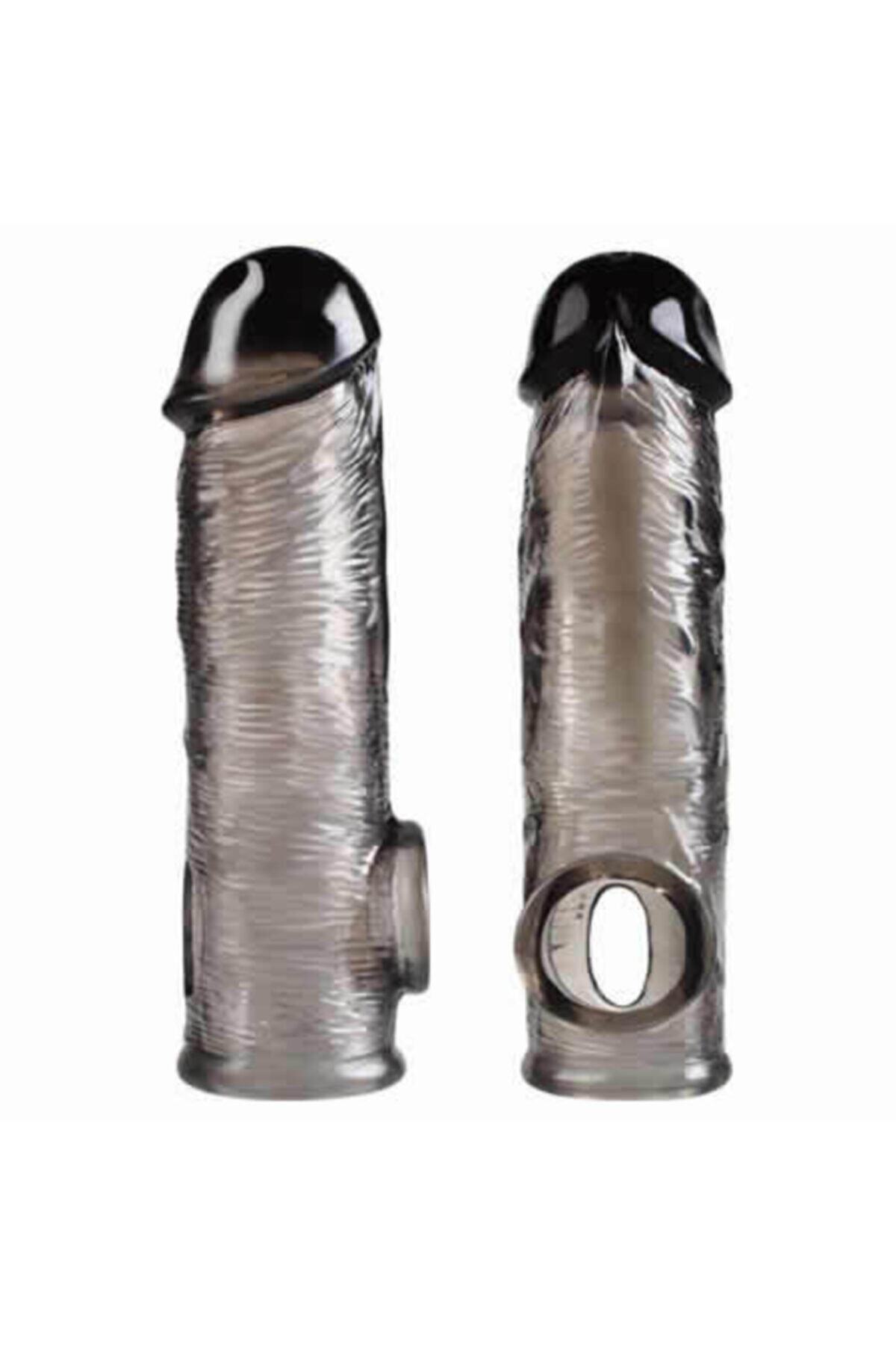 16 Cm Zenci Uzatmalı Dolgulu Silikon Penis Kılıfı 10 ml Kayganlaştırıcı 7