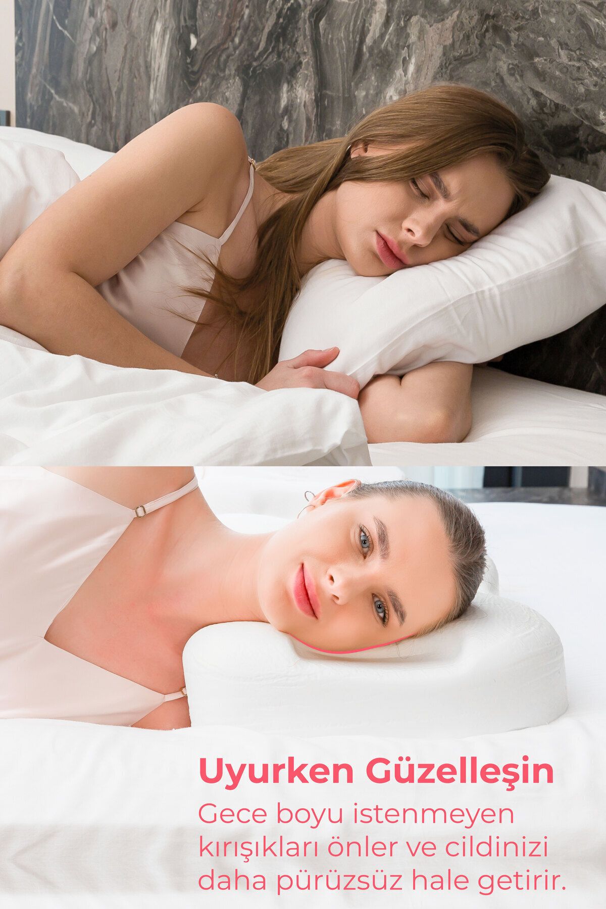 Viscofoam Lotus Beauty Pillow Kırışıklık Önleyici Ortopedik Güzellik Yastığı Ortopedik Yastık Hyaluronik Asit