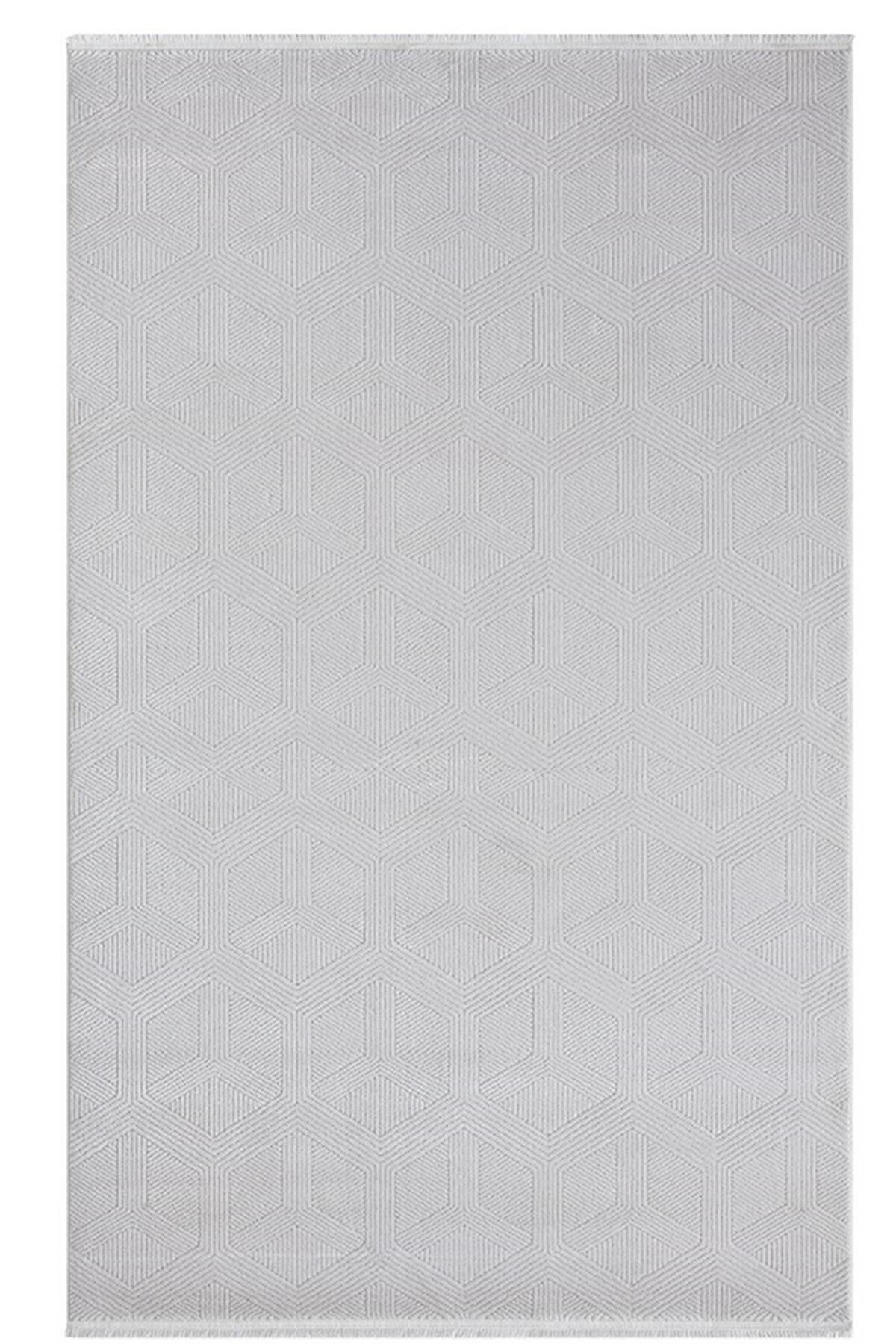 Maçka 4006 White Modern Pattern Machine Rug
