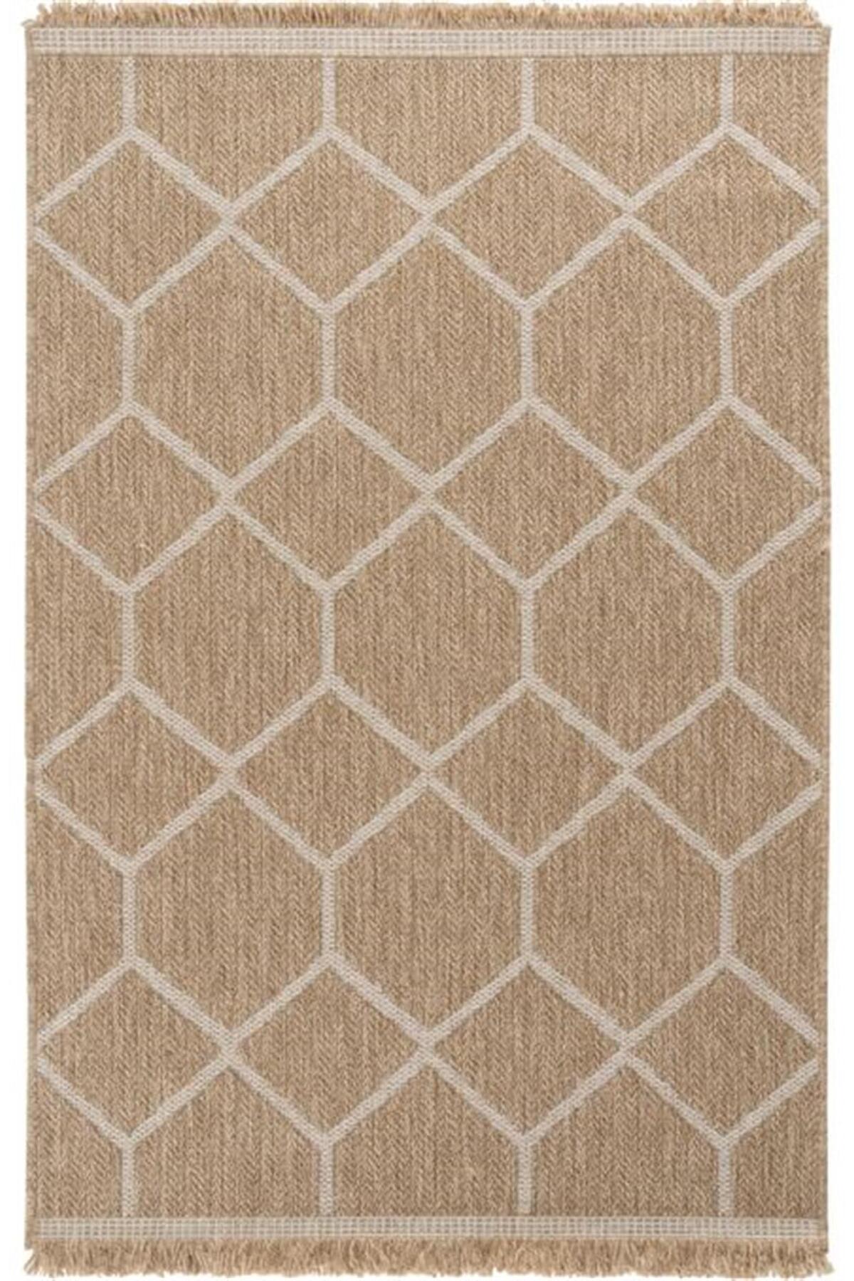 India 669 White Modern Jute Pattern Machine Rug